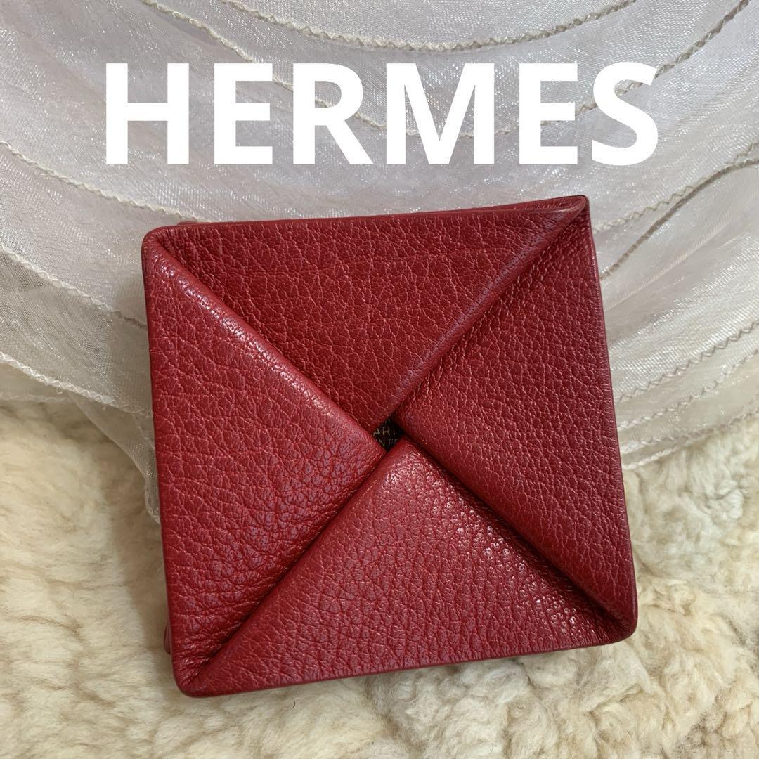 ☆美品☆HERMES ズールー コインケース 小銭入れ レッド F刻印拍卖