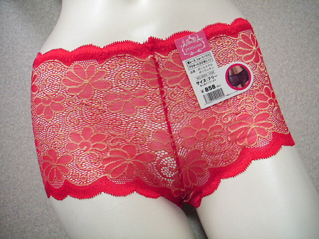 【総レースお洒落なヒップハングショーツ】◆レッド◆kk0165-2◆M◆拍卖