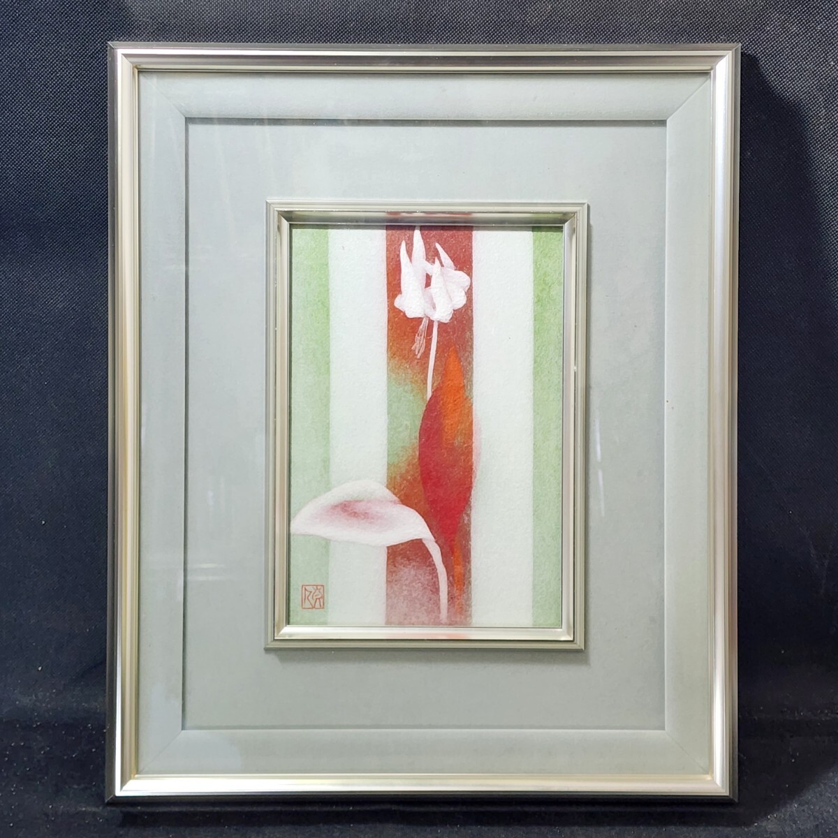 和紙工芸作品 かたたごの花 額装 眞人作 中古 /アート/美術/インテリア/拍卖