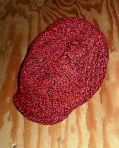 ウールツイード キャスハンチングキャップ レッド フリーサイズ拍卖