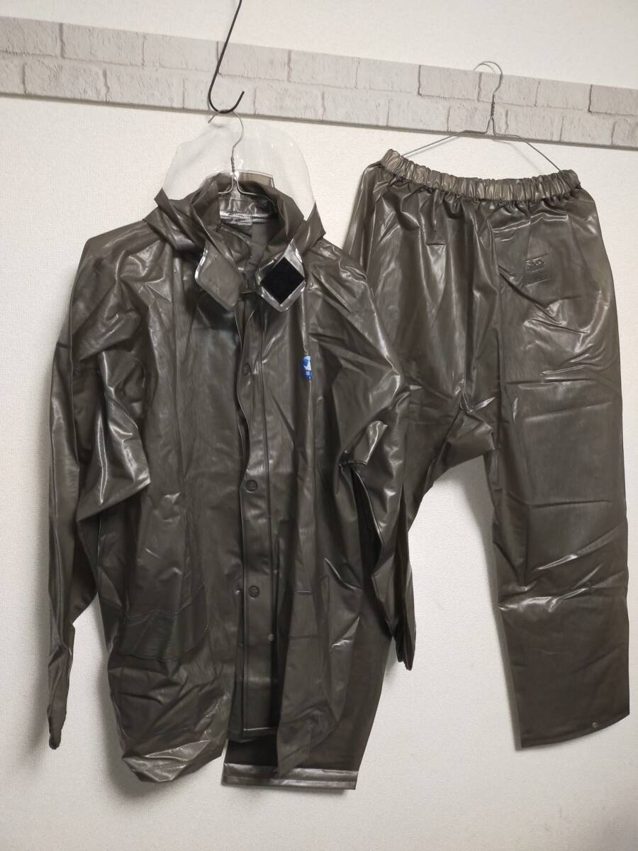 グレー系灰色 ビニール合羽 上下セット レインスーツ ジャケット ズボン拍卖