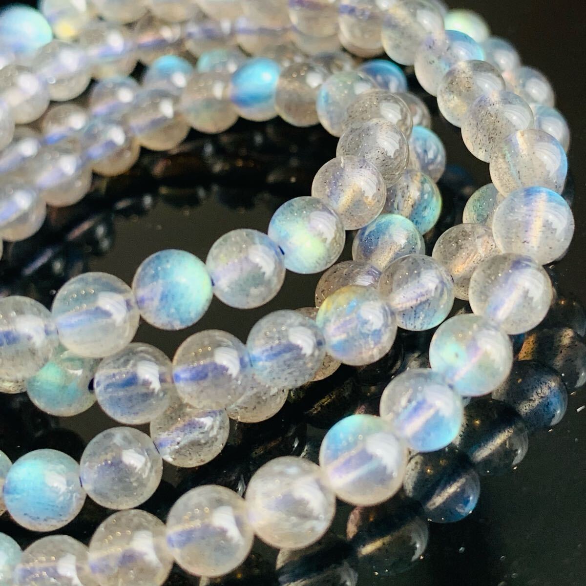 ムーンストーン3連 ブレスレット パワーストーン 天然石ネックレス 5㍉珠 全珠シラー ラブラドライト【K58H】拍卖