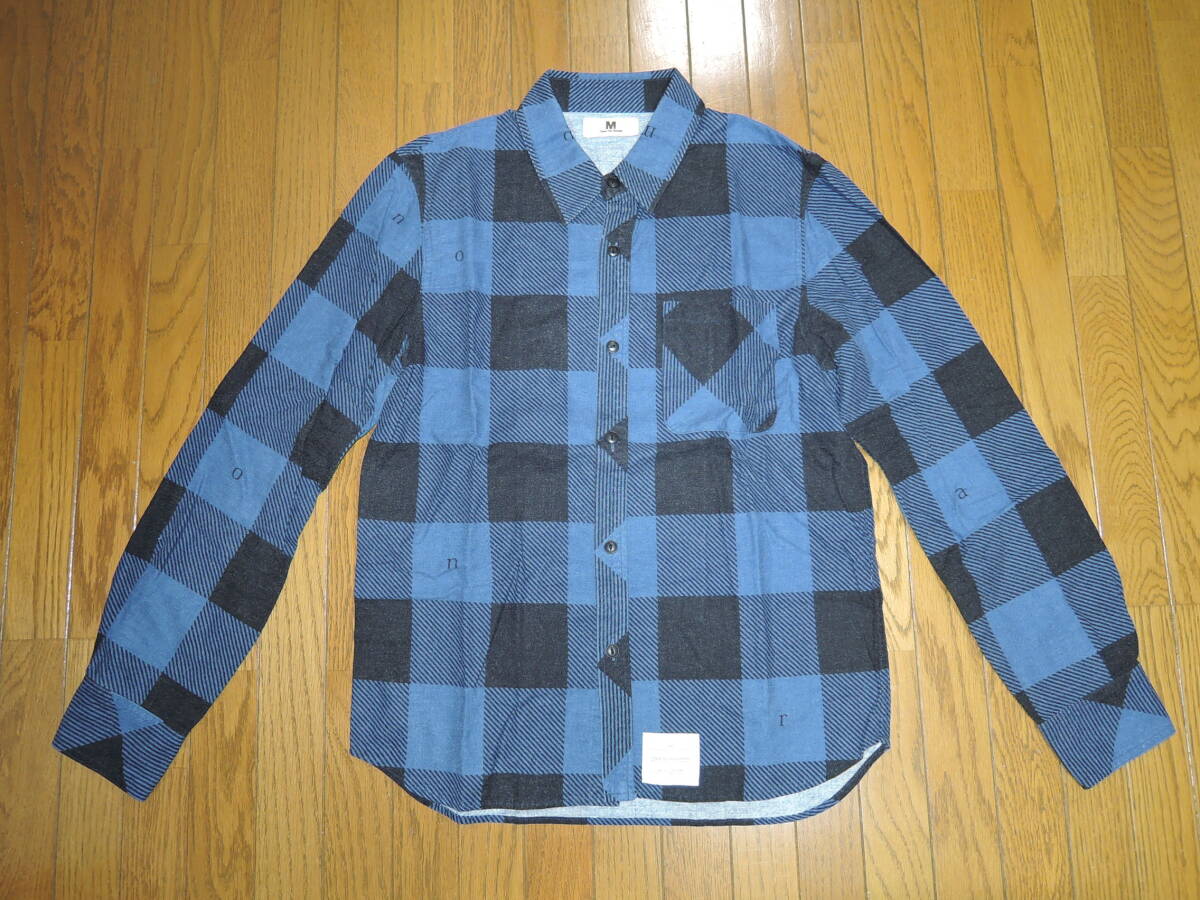 M THANK YOU FRIENDS エム ブロック チェックシャツ M 青黒 長袖シャツ TMT /拍卖