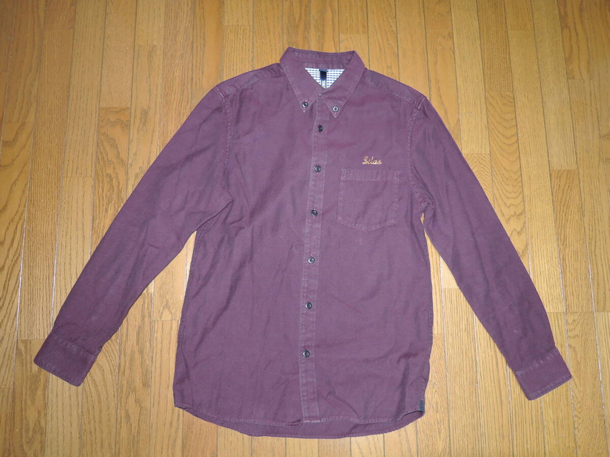 SILAS サイラス 長袖シャツ M 胸ロゴ LOGO 刺繍 ステッチ バイオストーンウォッシュ加工 /拍卖