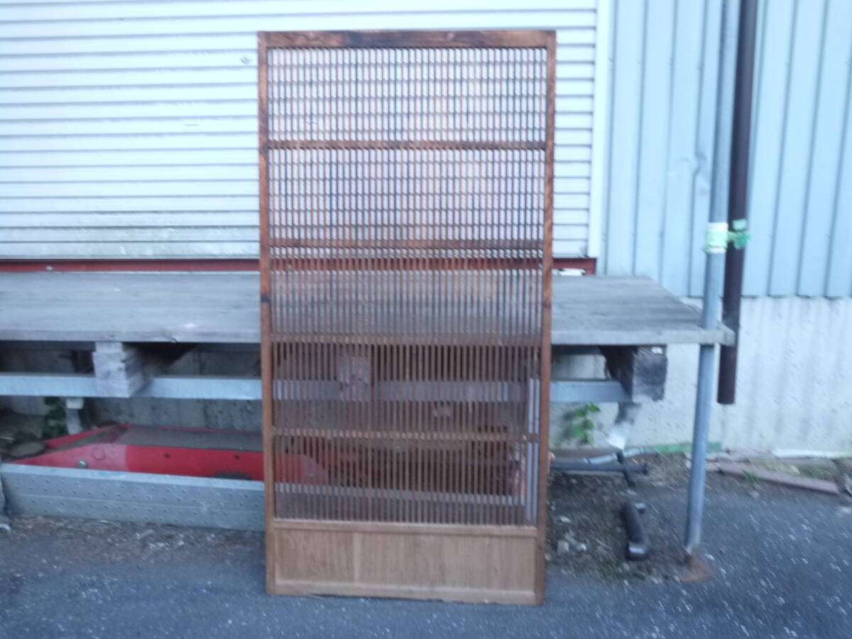 ☆【H40519】古い格子戸「幅89.5cmx高さ177cm」千本格子戸 ◆古建具 引き戸 蔵戸 古民家 アンティーク/ビンテージ拍卖