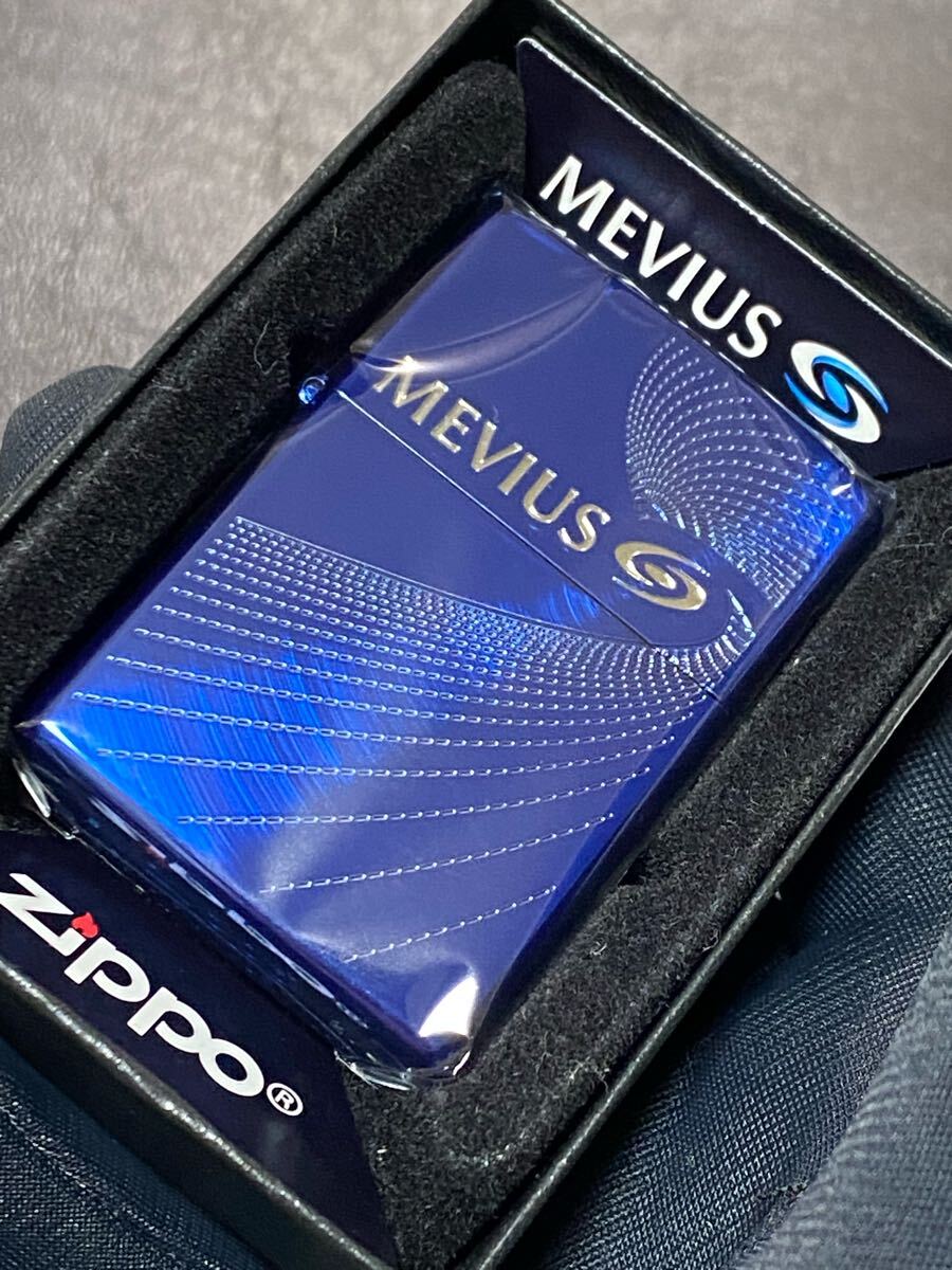zippo メビウス スピンカット 限定品 ブルー 希少モデル 2020年製 MEVIUS シルバーインナー 2020年製 ケース 保証書付き拍卖