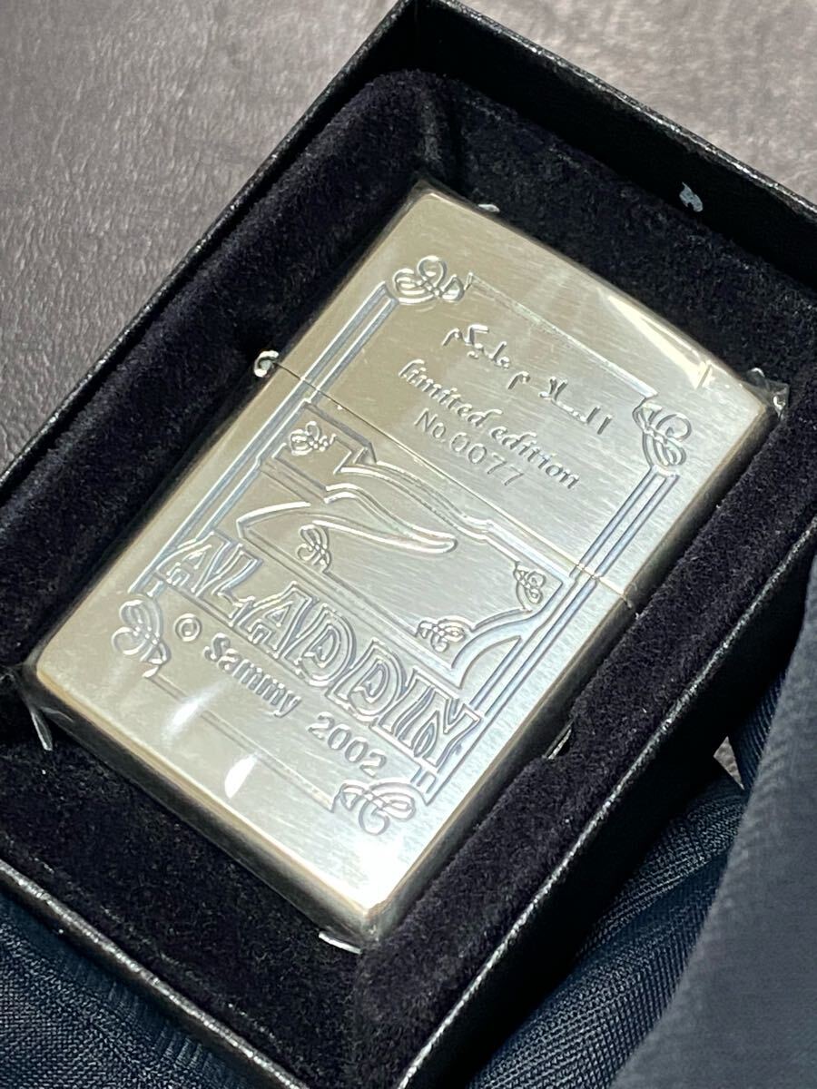 zippo ALADDIN 希少ゾロ目 NO.0077限定品 2面刻印 ヴィンテージ 2001年製アラジン シリアルナンバー NO.0077 ケース 保証書付き拍卖