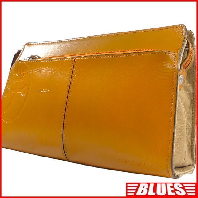 即決★CASTELBAJAC★オールレザーハンドバッグ カステルバジャック 茶 セカンドバッグ クラッチバッグ 本革 手提げバッグ 本皮 旅行 カバン拍卖