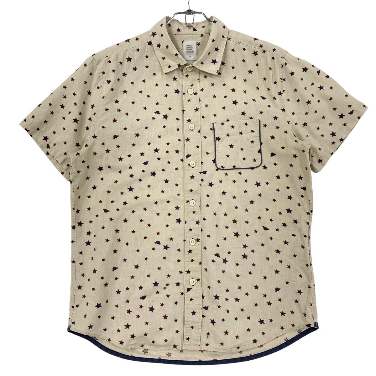 graniph(グラニフ)半袖シャツ リネンミックス 星柄 メンズM ベージュ系拍卖