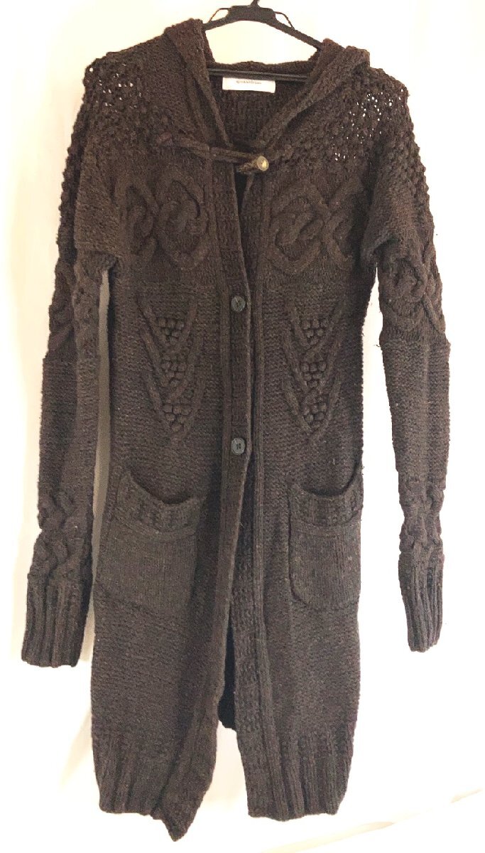 spickandspan スピックアンドスパン チョコレート色系 フード付 ニット ロングカーディガン Mぐらい RS-11拍卖