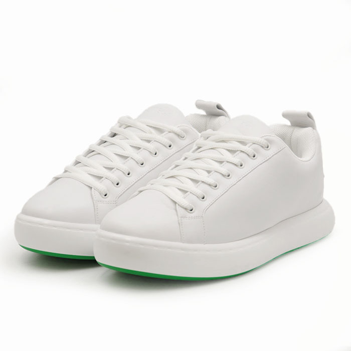 【未使用】BOTTEGA VENETA ボッテガ ヴェネタ スニーカー レザー 2022年 PILLOW ピロー ロゴ デボス 袋付属 メンズ 44 白 緑 伊製拍卖