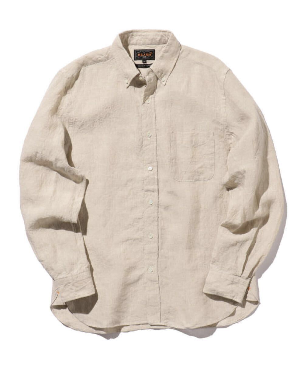 BEAMS PLUS リネン ソリッド ボタンダウン シャツ XL拍卖