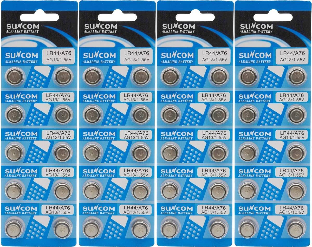 ★★LR44 アルカリ ボタン電池 サンコム 電卓/ゲーム/カメラ/ICライター/腕時計/LEDキャンドル/万歩計/補聴器/ラジオ (4シート)拍卖