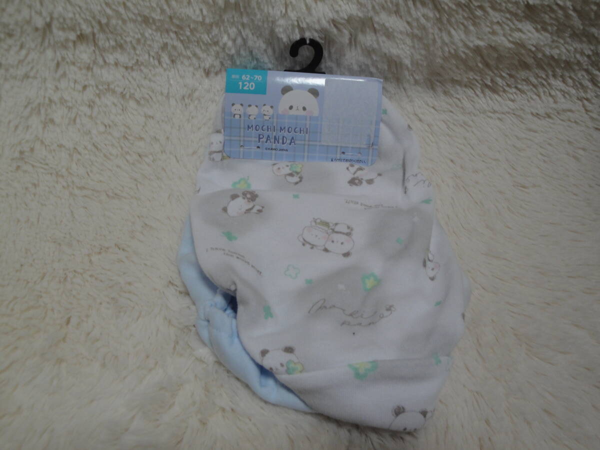 S新品120-397 モチモチぱんだ ジュニアショーツ 薄ブルーピンク・バックプリント + 白 グレー総柄 2枚組拍卖