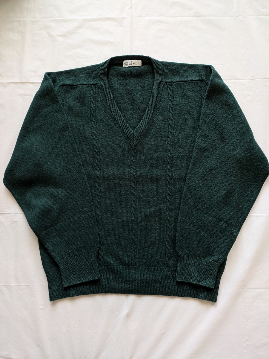 Arnold Palmer アーノルドパーマー ケーブル柄Vネックセーター ダークグリーン サイズL メンズ 拍卖