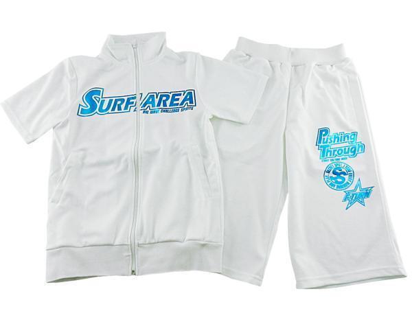 メンズセットアップ 半袖 Surfer ハーフパンツ上下セット ワンマイルウェア 寝間着 エクササイズ Sサイズ ホワイト拍卖