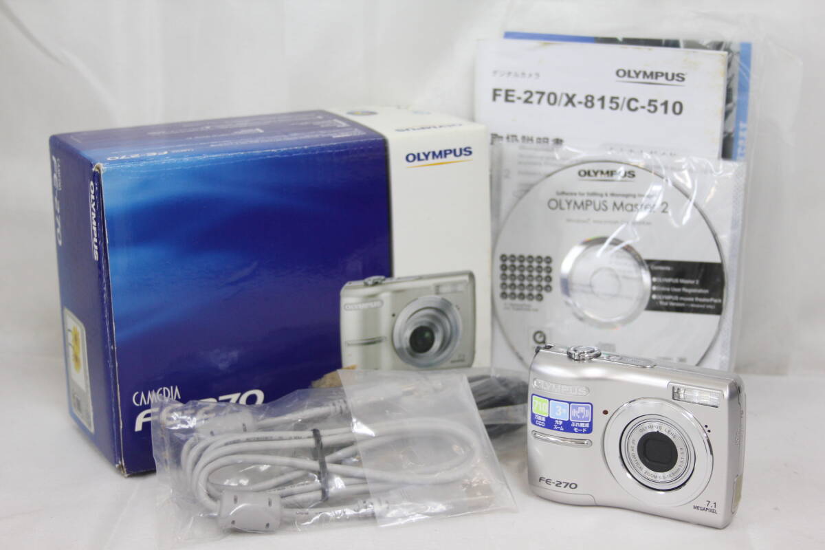 【美品 返品保証】 【便利な単三電池で使用可】オリンパス Olympus FE-270 3x 元箱付き コンパクトデジタルカメラ M3208拍卖