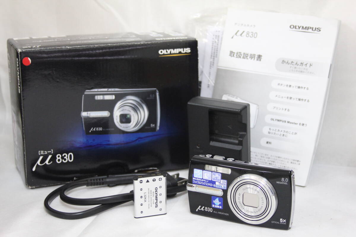 【美品 返品保証】 【元箱付き】オリンパス Olympus μ 830 ブラック 5x バッテリー チャージャー付き コンパクトデジタルカメラ M3225拍卖