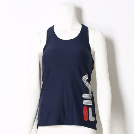 Sサイズ 新品 FILA 水陸両用 ヨガトップスヨガウェア 水着 カップ付き バック切替クロス タンクトップ ネイビー定価5390円送料無料拍卖