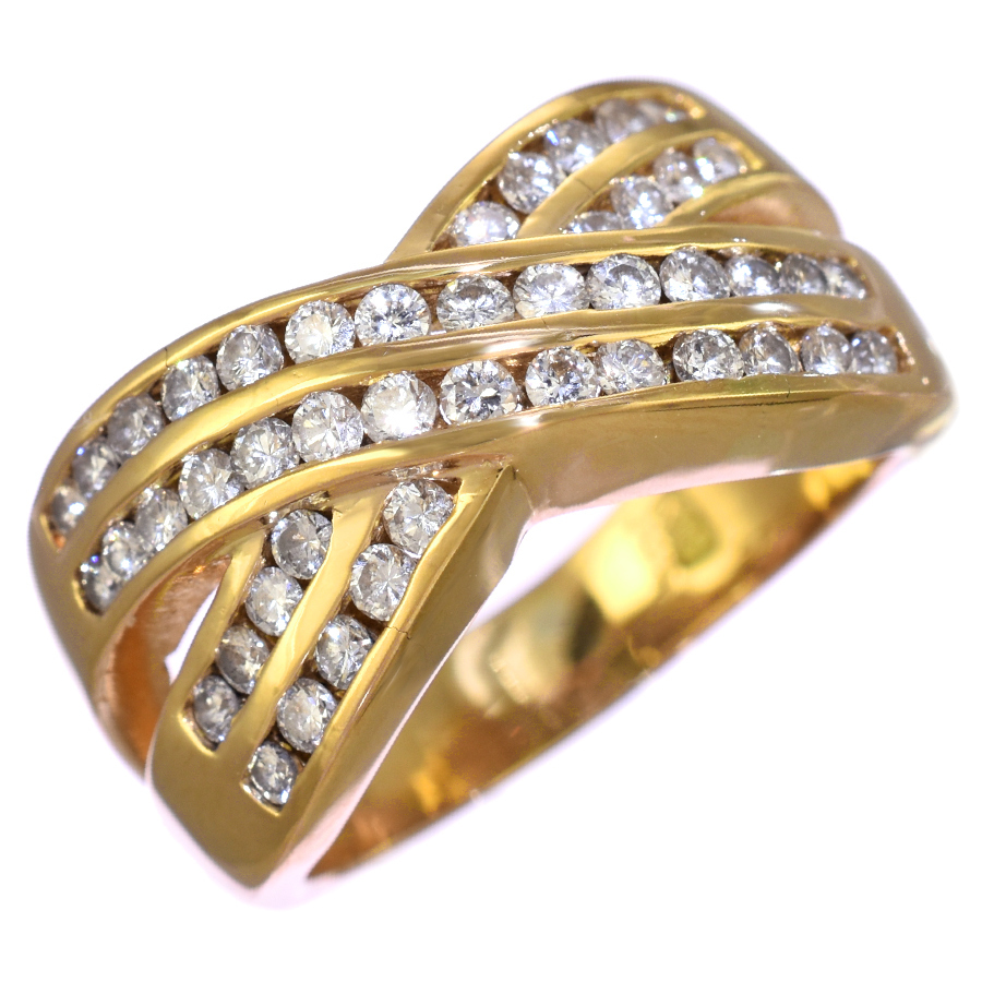 リング 指輪 K18ピンクゴールド ダイヤモンド 0.922ct 16号 クロス ジュエリー アクセサリー拍卖