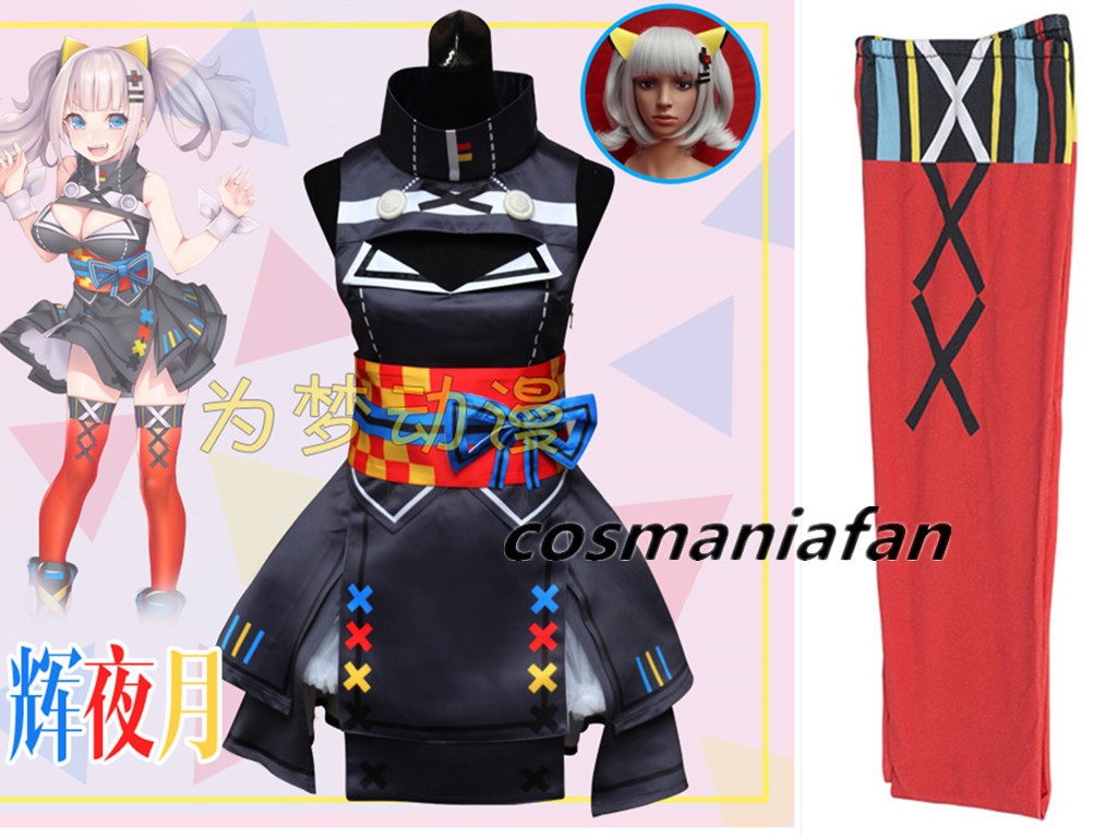 即納 ★人工AI 輝夜月(かぐやるな)バーチャルユーチューバー コスプレ衣装ウィッグ、靴付き★ 全セット拍卖
