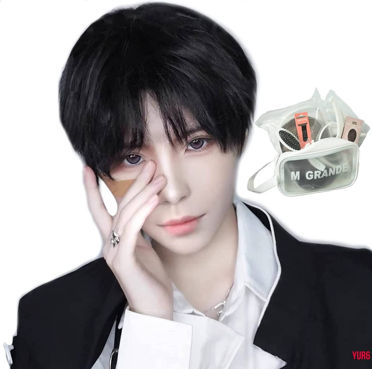 メンズ ウィッグ ナチュラル wig 耐熱 ヘアアクセサリー 人工頭皮 小顔効果 フルウィッグ かつら 普段使い ストレート カルマブラック拍卖