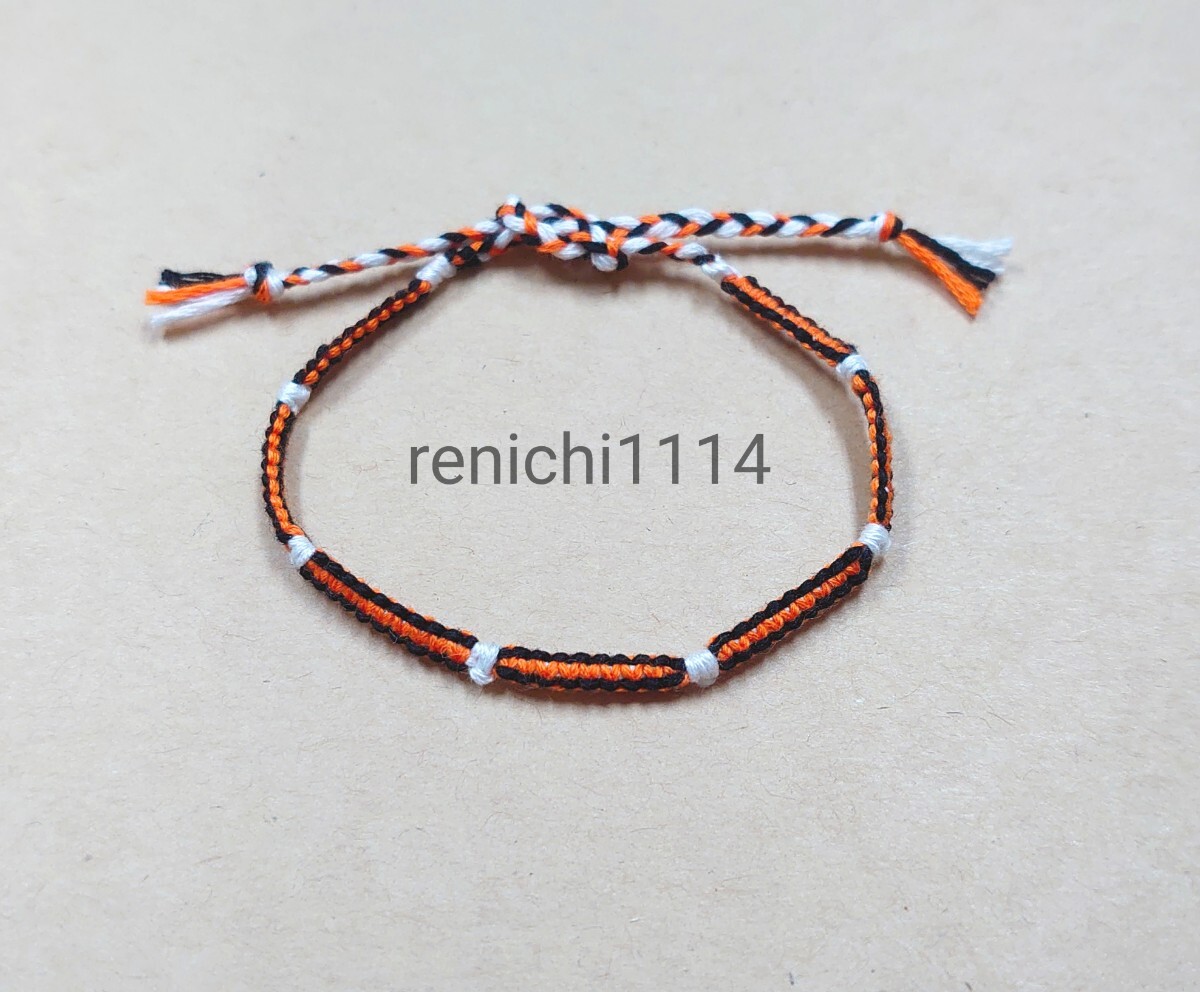 ミサンガ☆□オレンジ&黒&白☆ブレスレット☆アンクレット拍卖