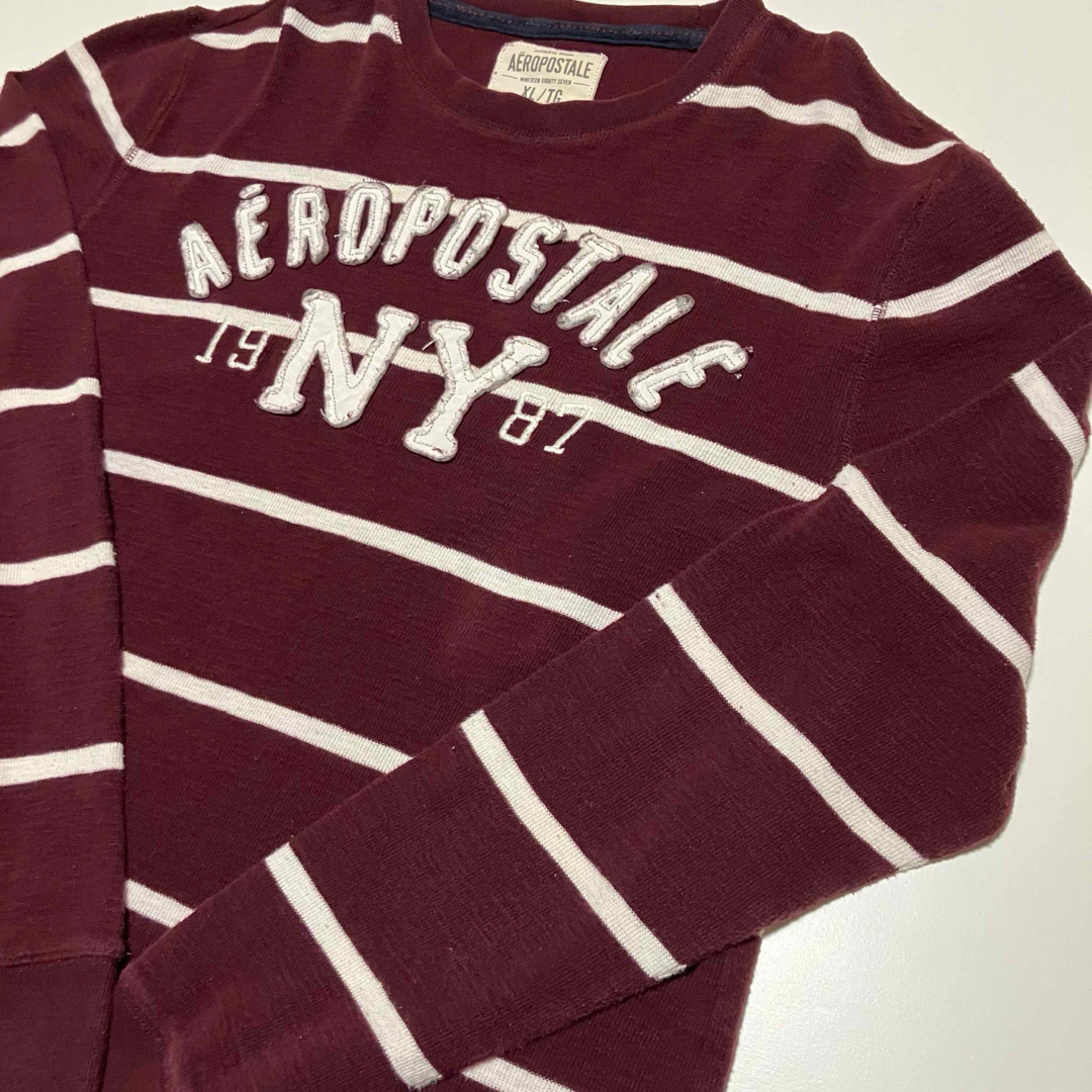 ボーダー柄 ビッグシルエット 長袖Tシャツ XLサイズ メンズ レディース拍卖