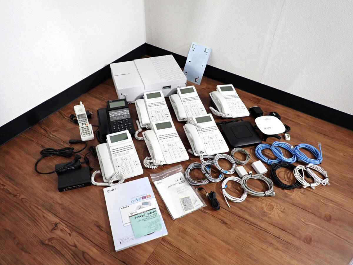 中古 ビジネスフォンセット NTT 東日本電信電話 主装置 電話機7台 子機1台 Wi-Fiルーター A1-DECL-PS-1 スマートネットコニュニティαA1拍卖