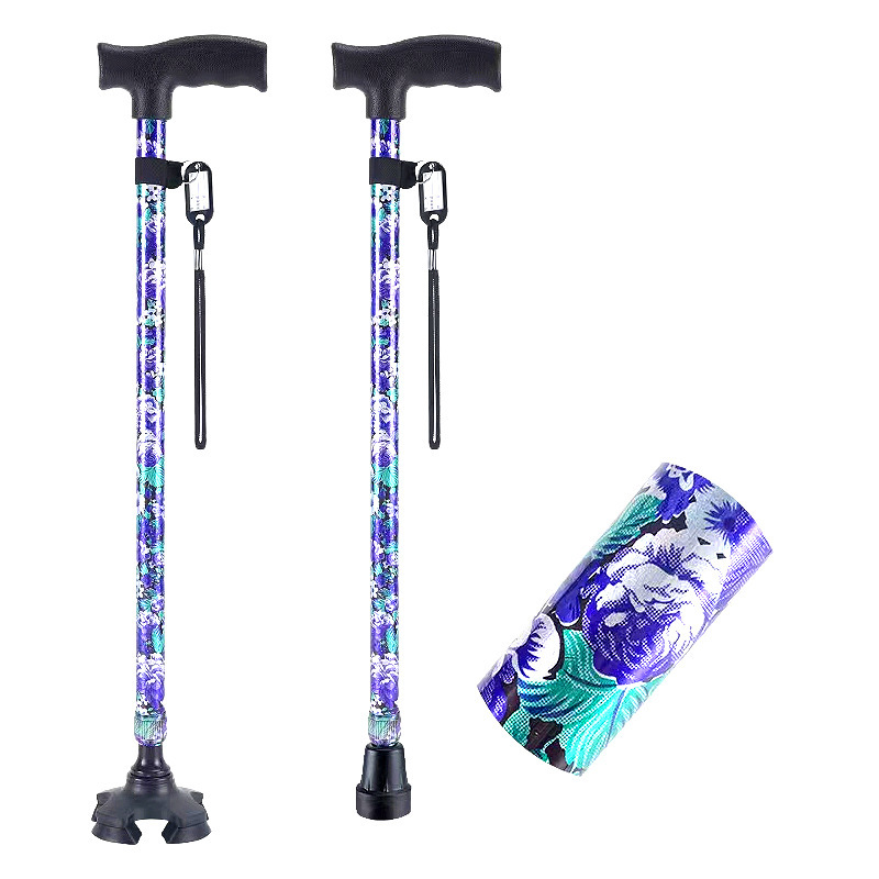 新品上質自立式 四点杖 自立杖 つえ 介護 自立 軽量 伸縮式 歩行補助レディース女性用敬老の日誕生日ギフト ステッキ長さ調節高齢者四足杖拍卖