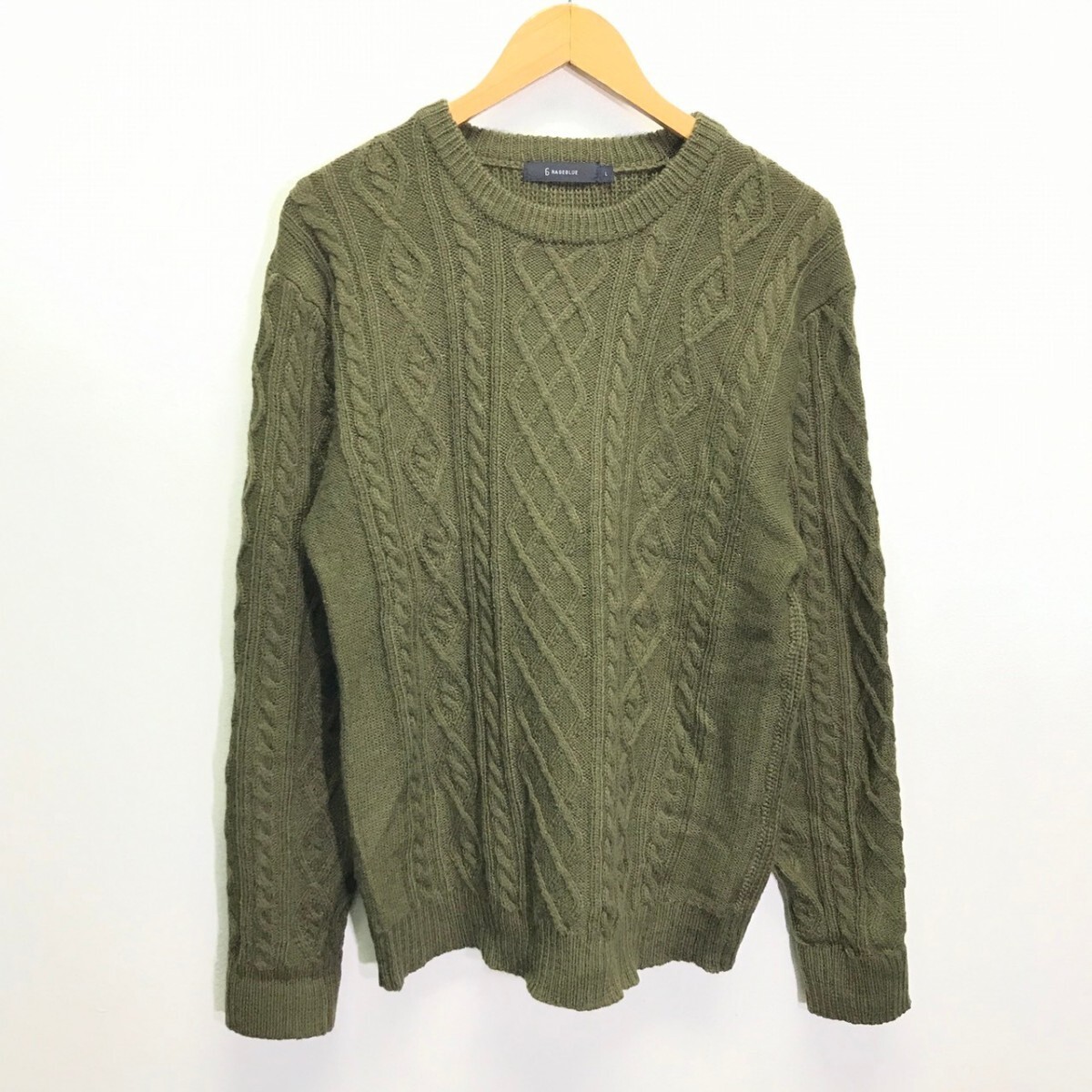 落ち着きのある雰囲気◎人気色◎【RAGE BLUE】レイジブルー クルーネックセーター トップス ニット 大人カジュアル グリーン L /Y24930ii拍卖