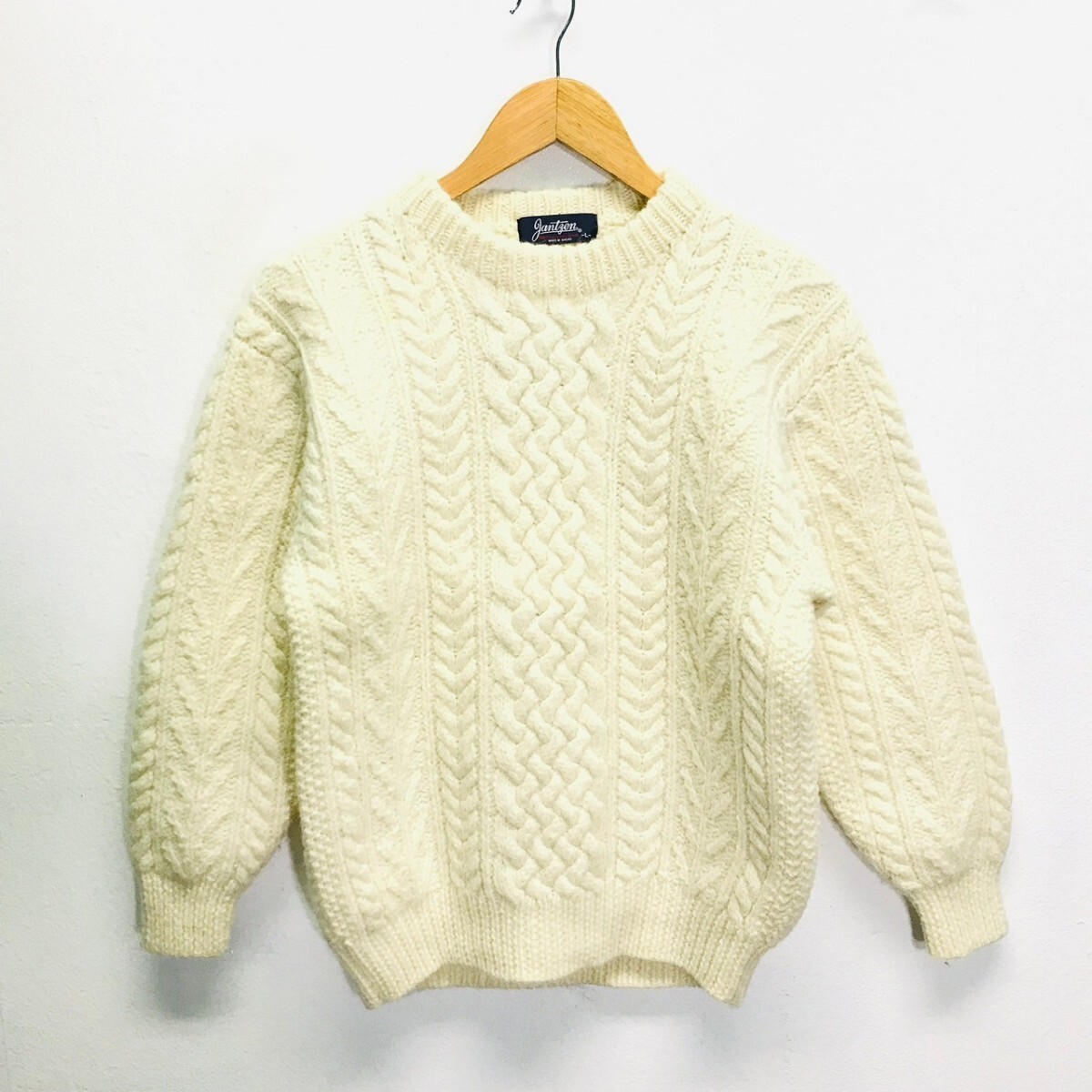 80s90sビンテージ◎【JANTZEN】ジャンセン クルーネックセーター トップス ニット レトロ感 古着コーデ 大人 アイボリー L /Y25226ii拍卖