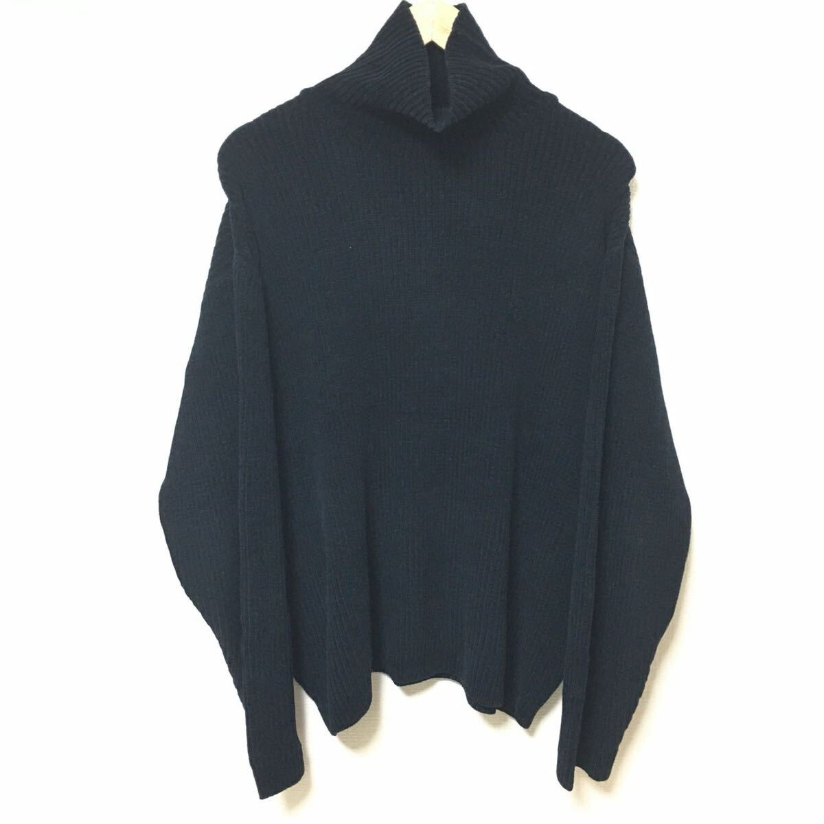 柔らか極上の肌触り◎【chapman】チャップマン セーター トップス ニット タートル ブラック リブ カジュアル メンズ サイズL/Y25996fF拍卖