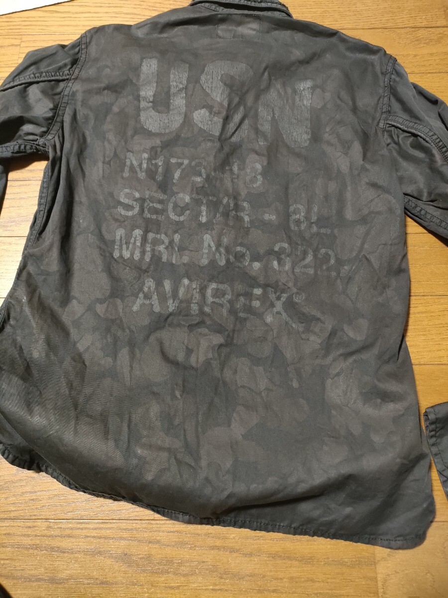 AVIREX アヴィレックス ロゴプリント迷彩★ 長袖シャツ レディース フリーサイズ 上野商会 コットンシャツ ミリタリーシャツ拍卖