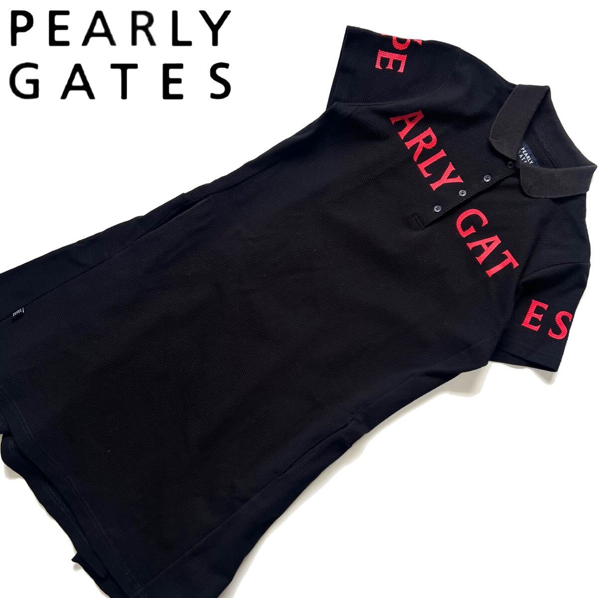 【送料無料】パーリーゲイツ 半袖ワンピース Aライン フリル スカート メゾンロゴ 2 L Pearly gates スカート ポロシャツ 黒拍卖