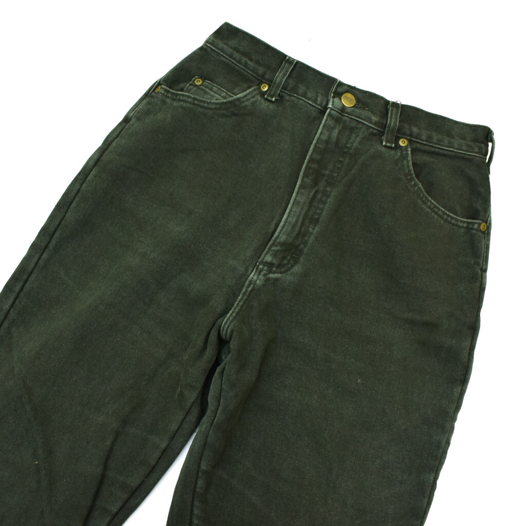 90s USA製 L.L.Bean 深緑 カラーデニム ジーンズ 5P パンツ フランネル 裏地付き 30×28相当 ビンテージ 古着 エルエルビーン拍卖