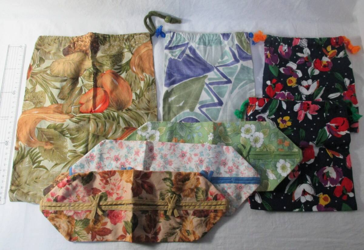 巾着袋4点 ボックスティッシュカバー3点 ハンドメイド拍卖