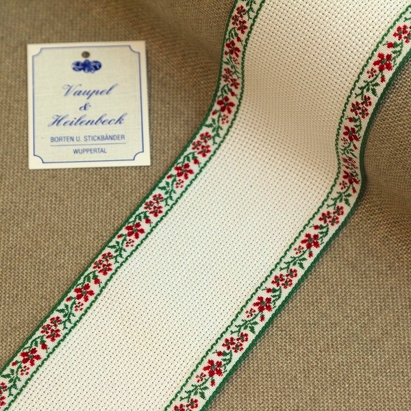 アイーダテープ 幅6センチ 綿 ステッチバンド 縁グリーン ドイツV&H社製拍卖