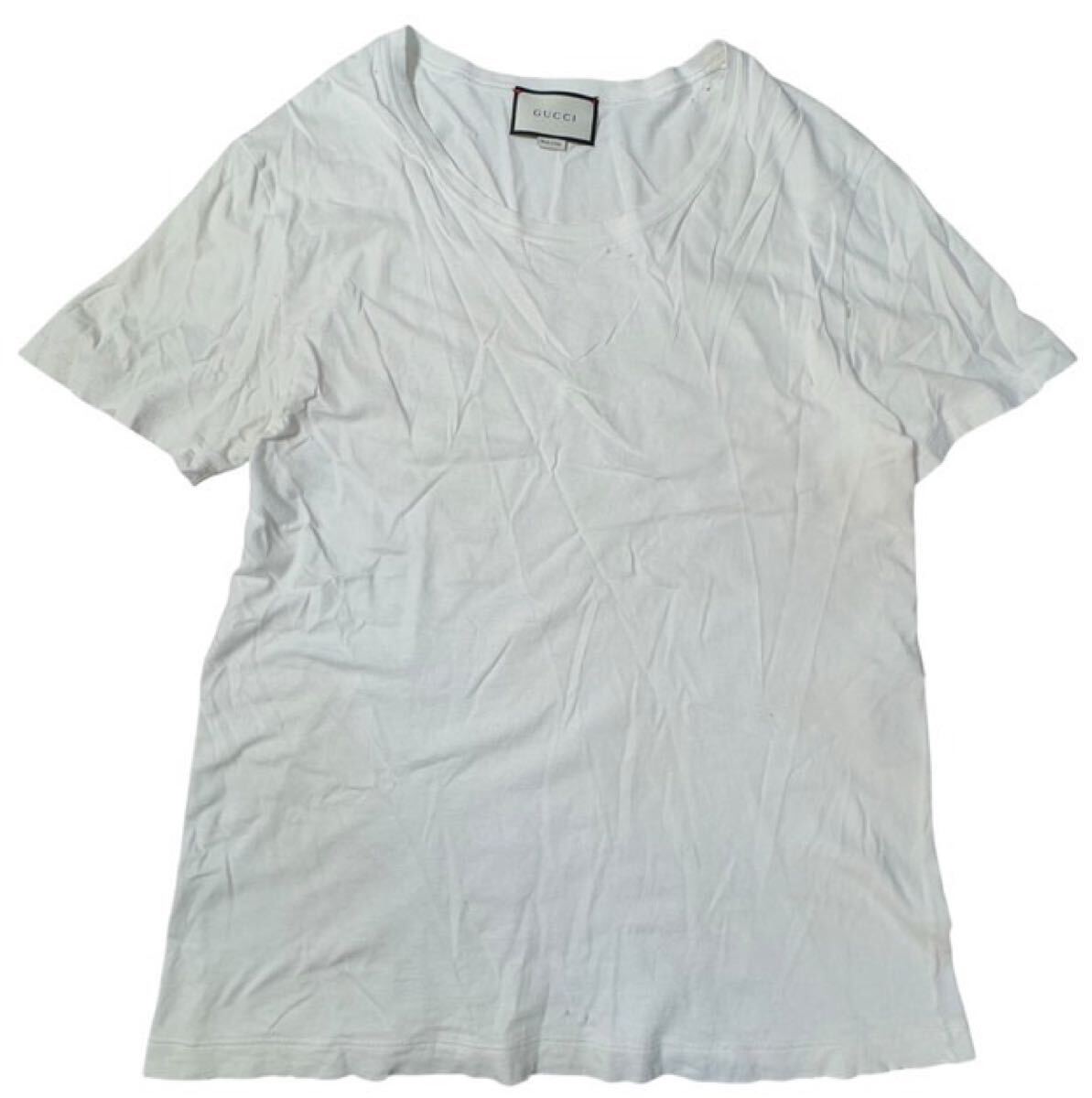 国内品 GUCCI グッチ ダメージ加工 Tシャツ ホワイト L拍卖