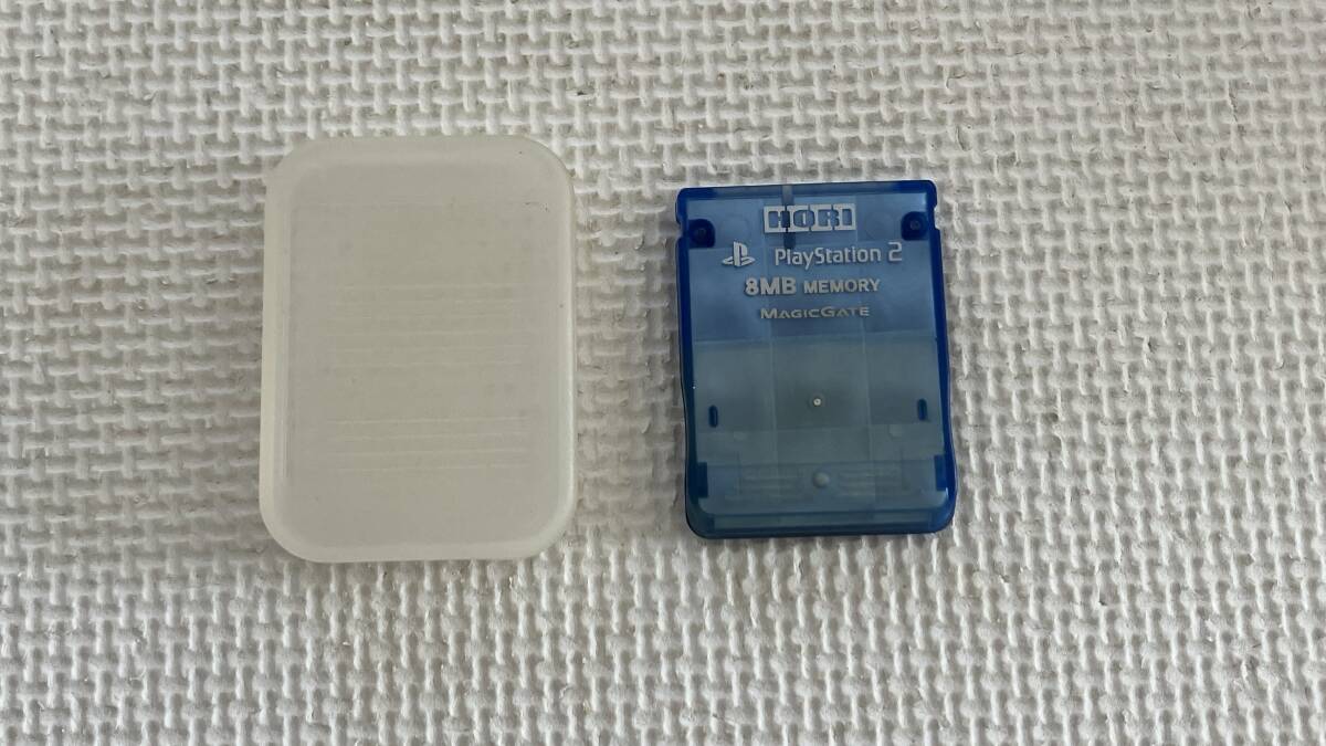 25-MC-09 プレイステーション2 メモリーカード HORI シルバーブルー 8MB データクリア端子研磨動作品 ☆ケース付き拍卖