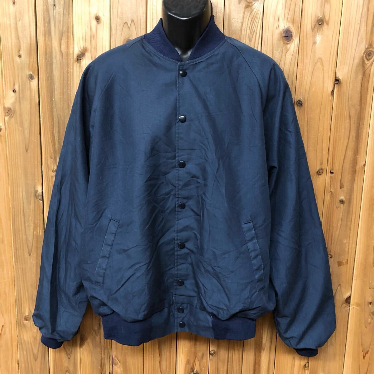 80-90's /HARTWELL /USA製 /メンズL 長袖ジャケット ブルゾン ネイビー 無地 アウター ワーク ミリタリー アメカジ ビンテージ古着拍卖