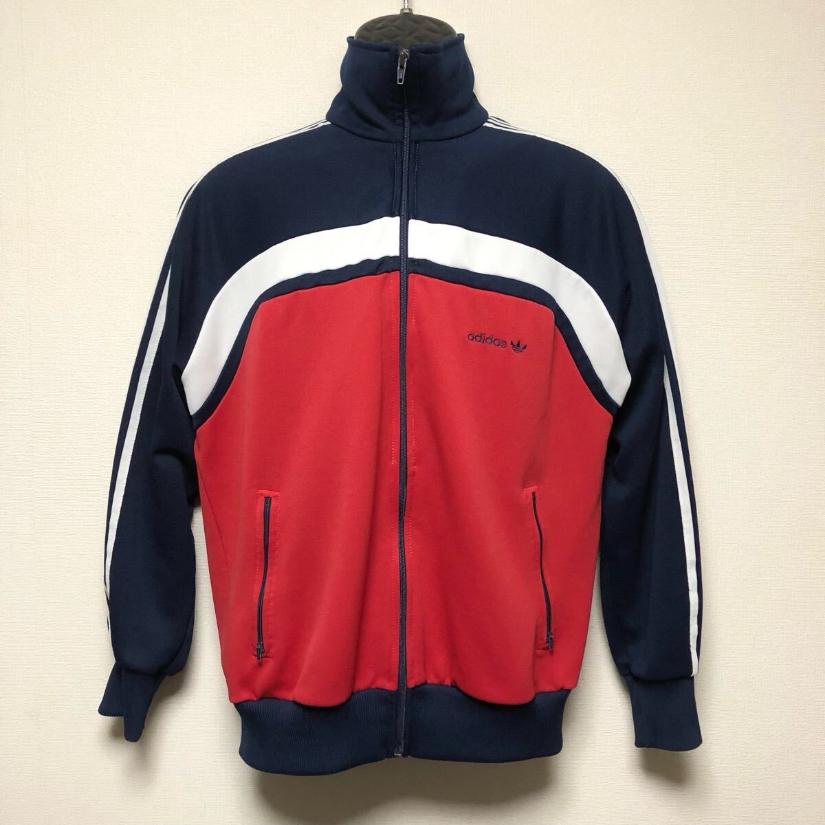 70-80's /adidas /アディダス メンズM ジャージジャケット トラックジャケット 三本ライン トレフォイルロゴ刺繍 スポーツビンテージ古着拍卖
