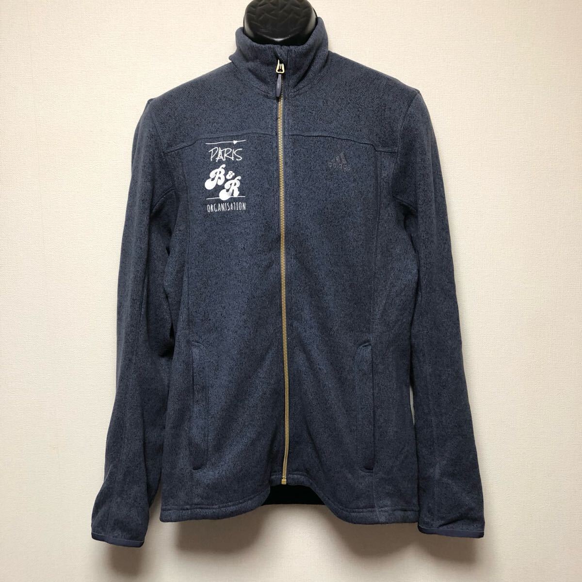 【未使用】adidas outdoor /アディダス /メンズO 長袖 フリースジャケット ジップアップ ハイネック ロゴ刺繍 裏起毛 アウター拍卖