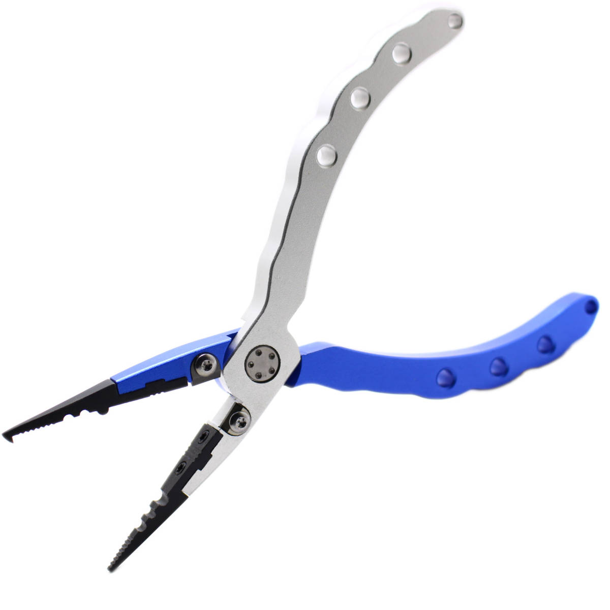 【送料無料】軽量アルミ製 フィッシングプライヤー ブルー スリムタイプ PEラインカッター スプリットリング外し等 多機能拍卖