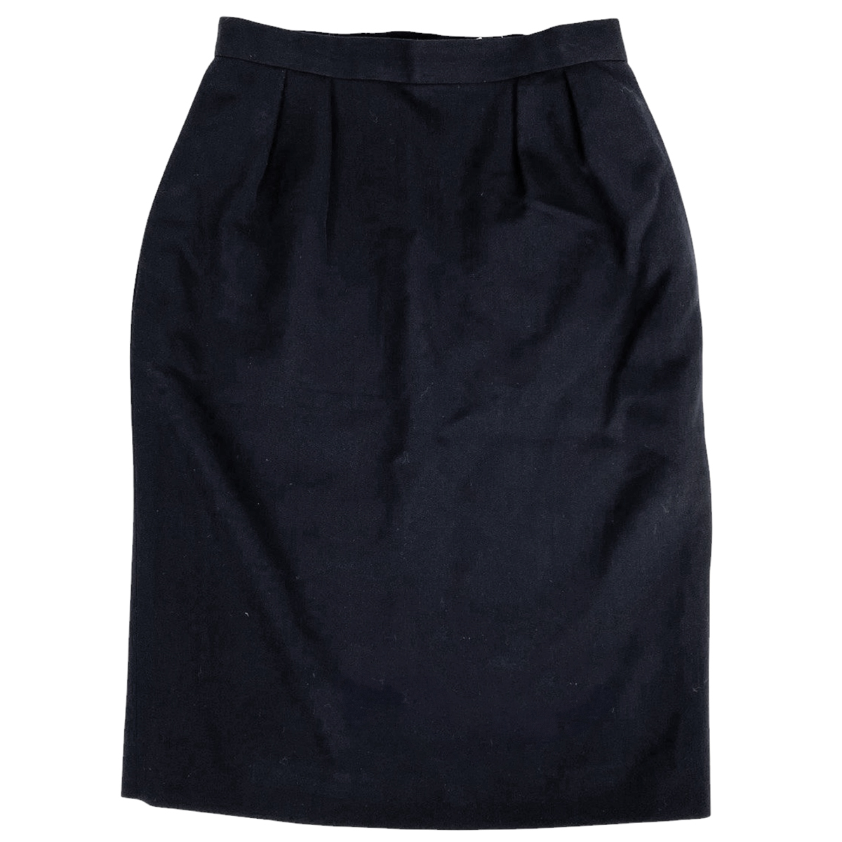 【在庫一掃】 クリスチャンディオール 膝丈 タイトスカート バックスリット ボトムス スカート 毛 ネイビー 【中古】拍卖