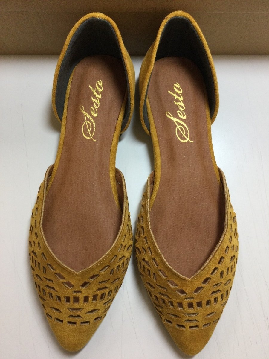 Sesto 未使用! セパレートパンプス イエローブラウンのスウェード風 サイズ22.0拍卖