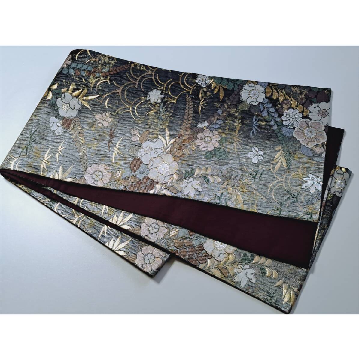 ■着物の越田■幅30.5長さ427.5 正絹 袋帯 六通 金糸 辻が花柄 美品 巣◇は19J09拍卖