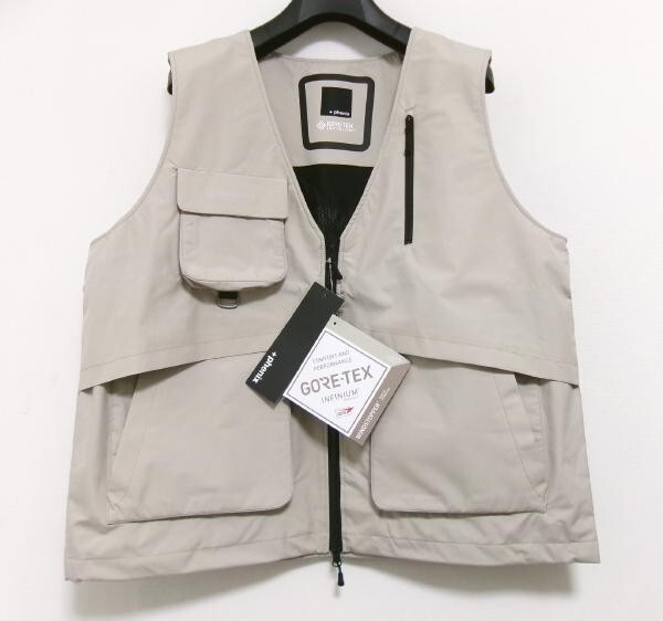 新品★+phenix プラスフェニックス★FISSHING GORE-TEX VEST フィッシング ゴアテックス ベスト 軽量 耐水性 透湿性 M ベージュ拍卖