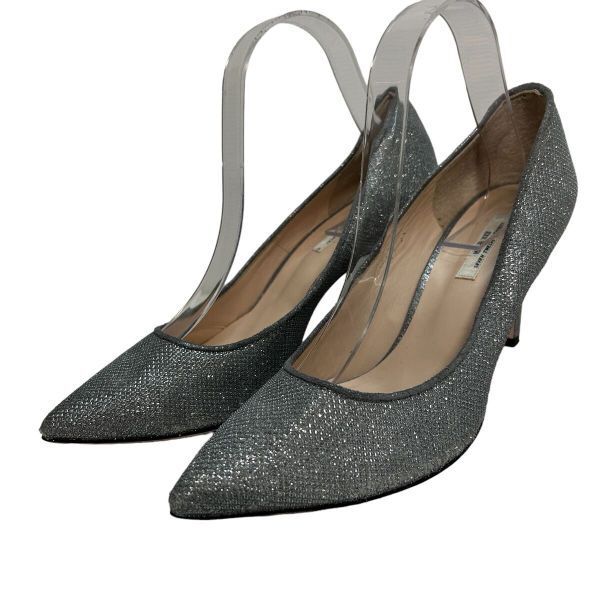 E939 VII XII XXX セブントゥエルブサーティー レディース パンプス 25cm シルバー ラメ 日本製拍卖