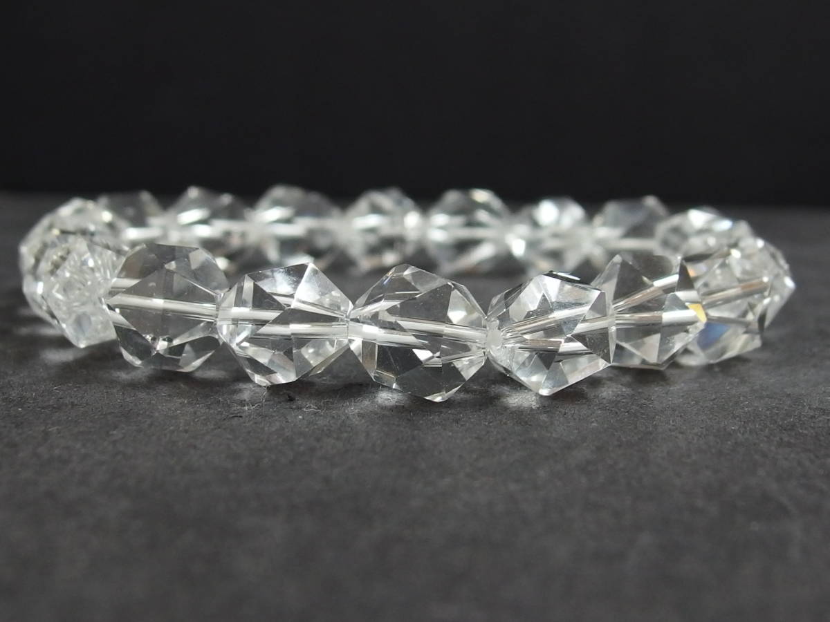 ロッククリスタルクォーツ 二十面体カット(水のエレメント)ブラジル産 ブレスレット 10mm ★ PS-M-1137拍卖